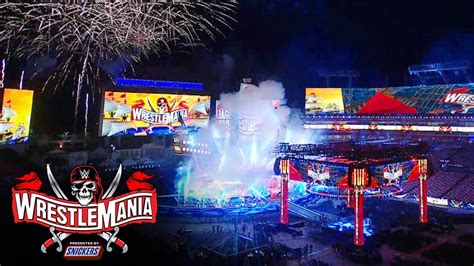 WrestleMania 37 set reveal at Raymond James Stadium .